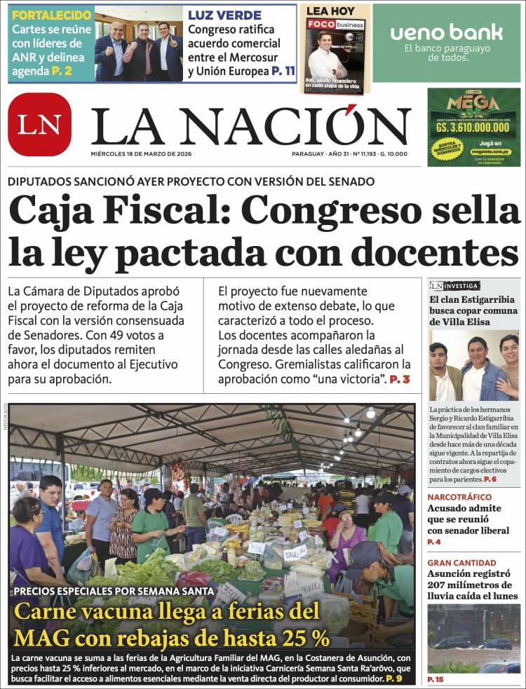 Portada de La Nación (Paraguay)