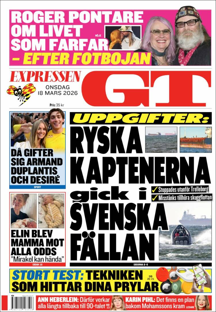 Portada de Göteborgstidningen (Suecia)