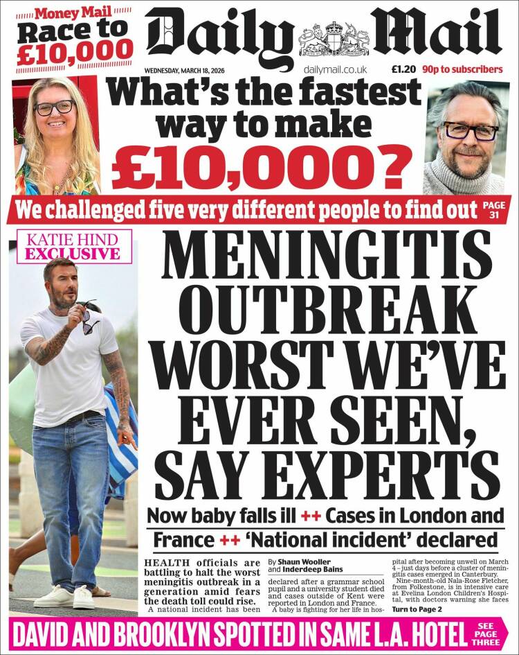 Portada de Daily Mail (Reino Unido)