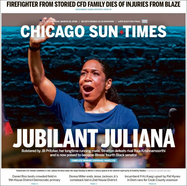 Portada de Chicago Sun-Times (USA)