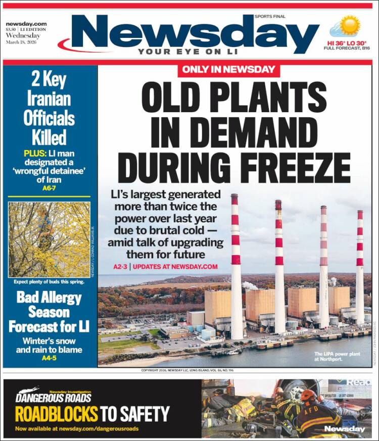Portada de Newsday (USA)