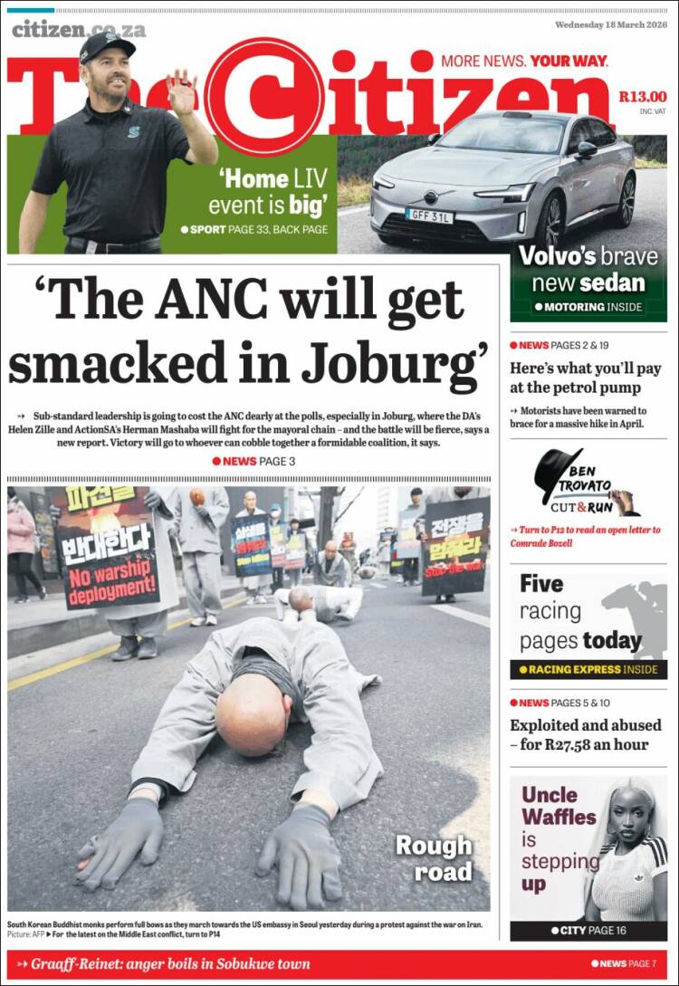 Portada de The Citizen (Sud&aacute;frica)