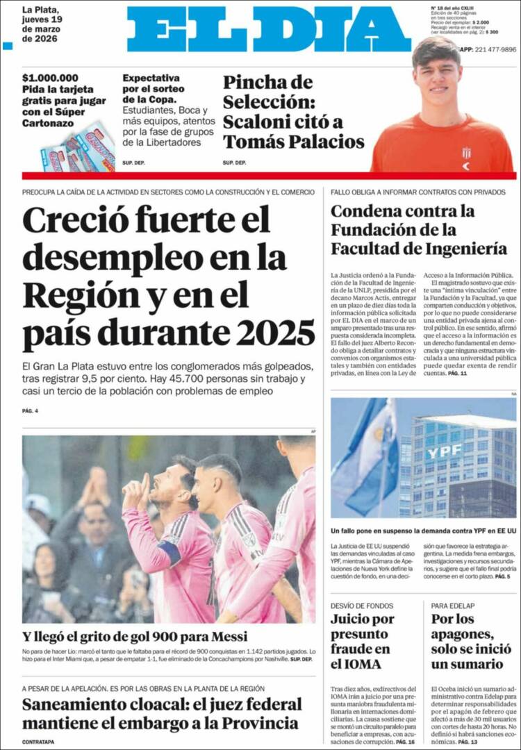 Portada de El Día de la Plata (Argentina)