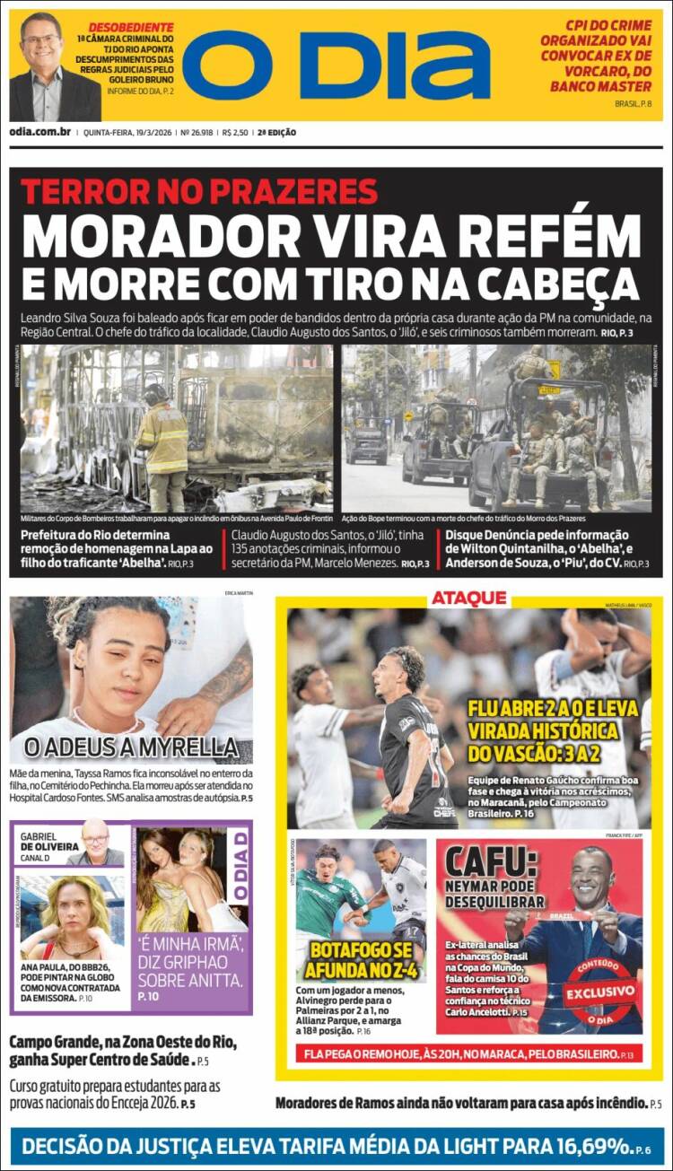 Portada de O Dia (Brasil)