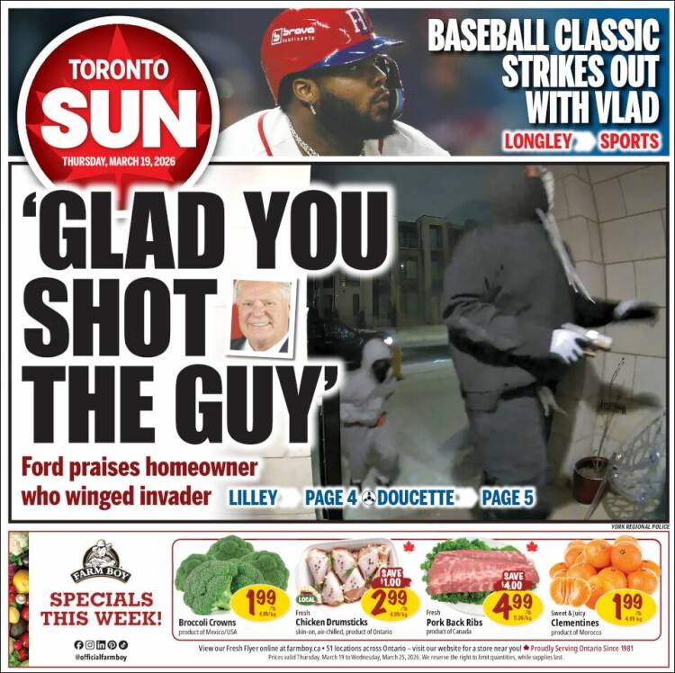 Portada de The Toronto Sun (Canad&aacute;)