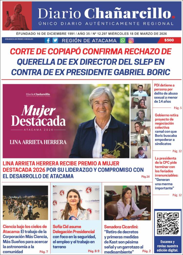 Portada de Diario Chañarcillo (Chile)