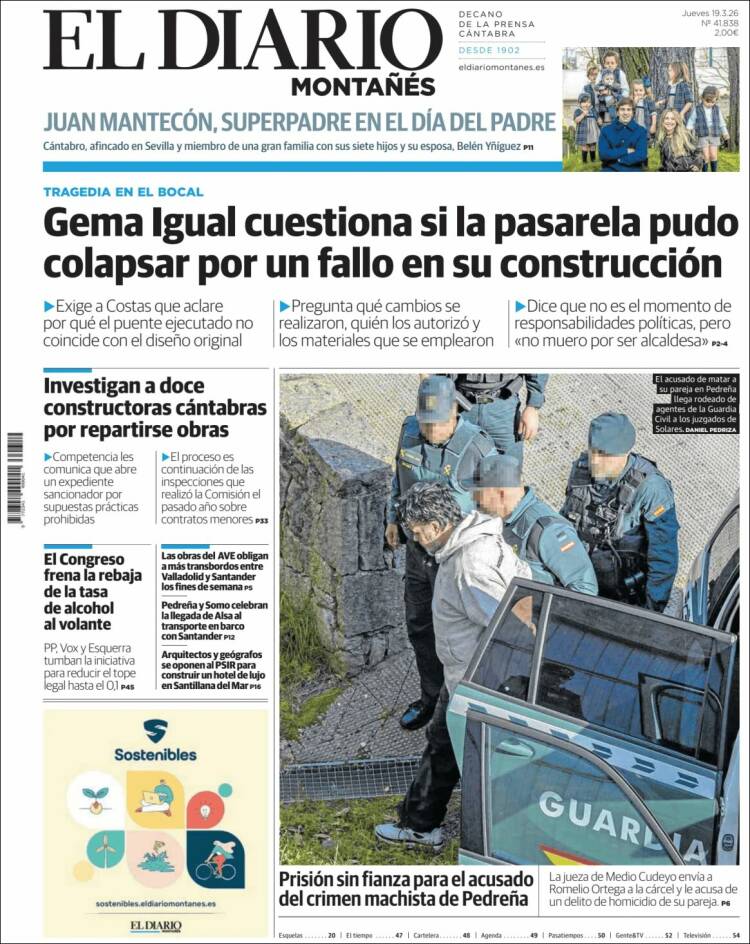 Portada de El Diario Montañés (Espa&ntilde;a)
