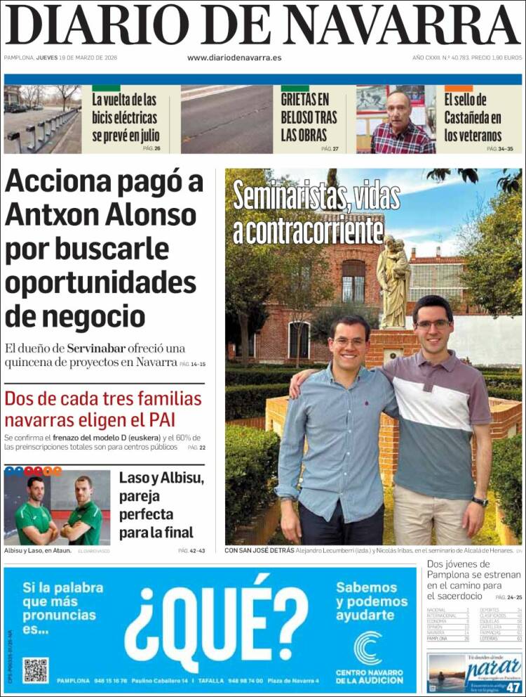 Portada de Diario de Navarra (Espa&ntilde;a)