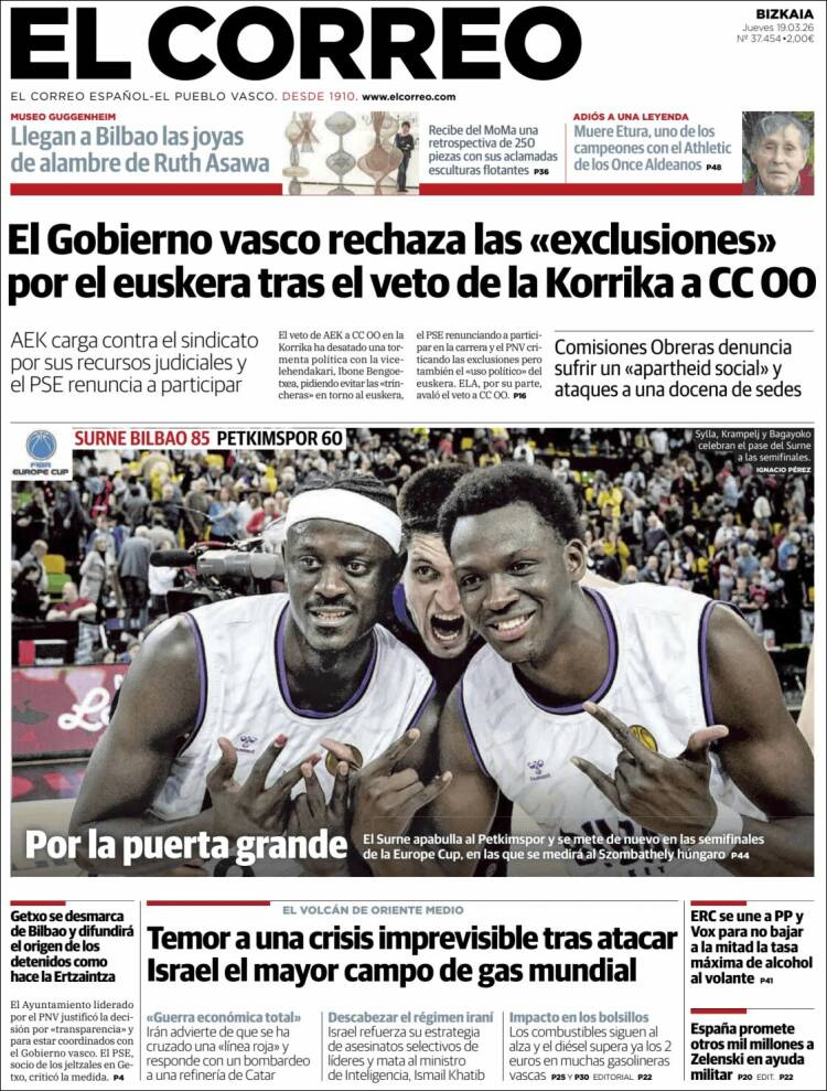 Portada de El Correo (Espa&ntilde;a)