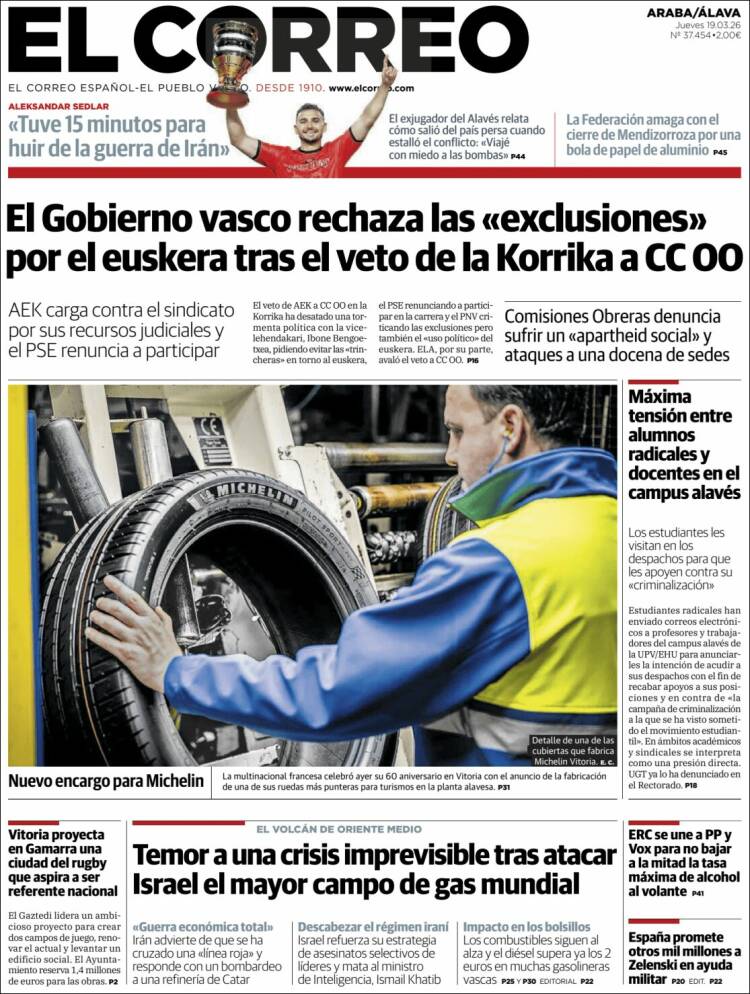 Portada de El Correo - Álava (Espa&ntilde;a)
