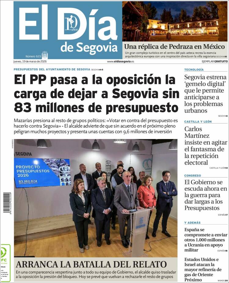 Portada de El Día de Segovia (Espa&ntilde;a)