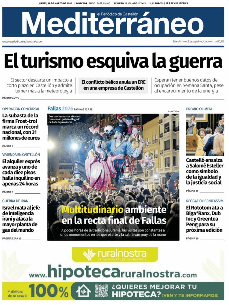 Portada de El Periódico Mediterraneo (Espa&ntilde;a)