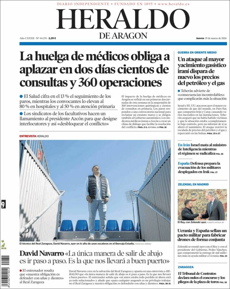 Portada de Heraldo de Aragón (Espa&ntilde;a)