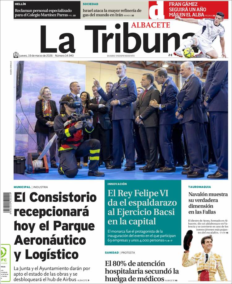 Portada de La Tribuna de Albacete (Espa&ntilde;a)