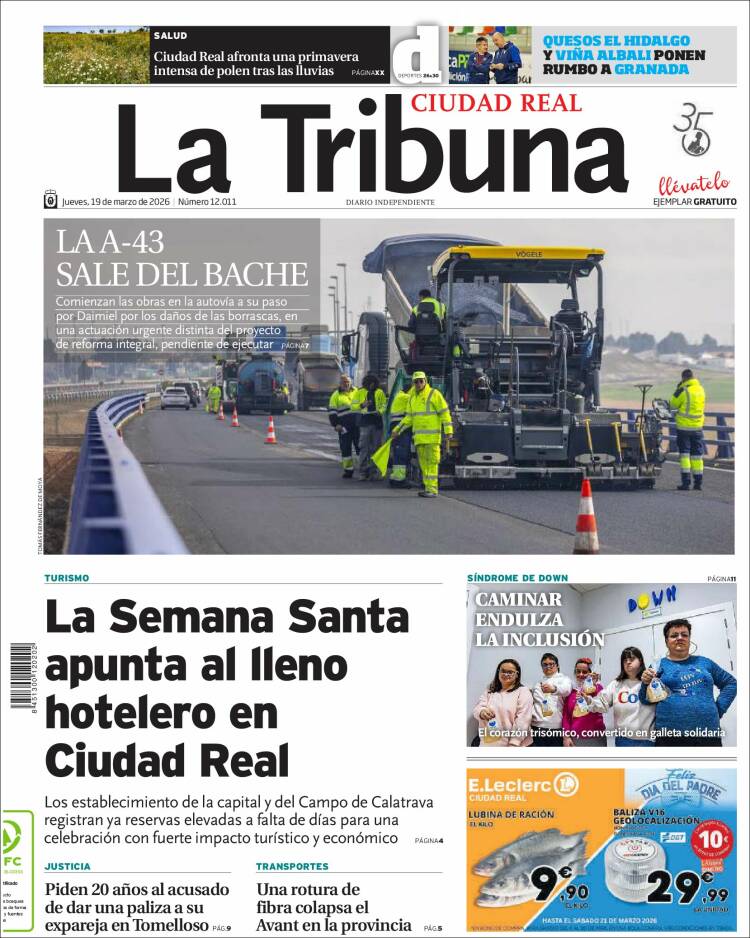 Portada de La Tribuna de Ciudad Real (Espa&ntilde;a)