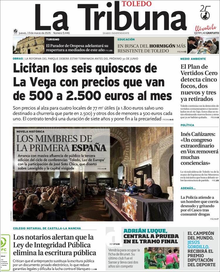 Portada de La Tribuna de Toledo (Espa&ntilde;a)