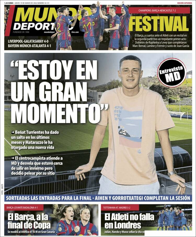 Portada de Mundo Deportivo Gipuzkoa (Espa&ntilde;a)