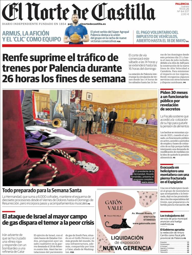 Portada de Norte de Castilla - Palencia (Espa&ntilde;a)