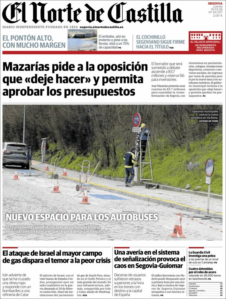 Portada de Norte de Castilla - Segovia (Espa&ntilde;a)