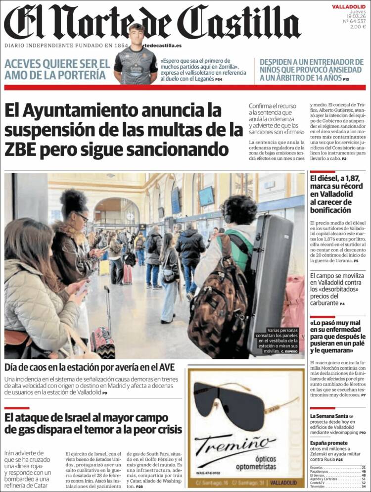 Portada de Norte de Castilla - Valladolid (Espa&ntilde;a)