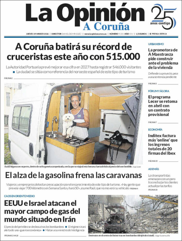 Portada de La Opinión de A Coruña (Espa&ntilde;a)