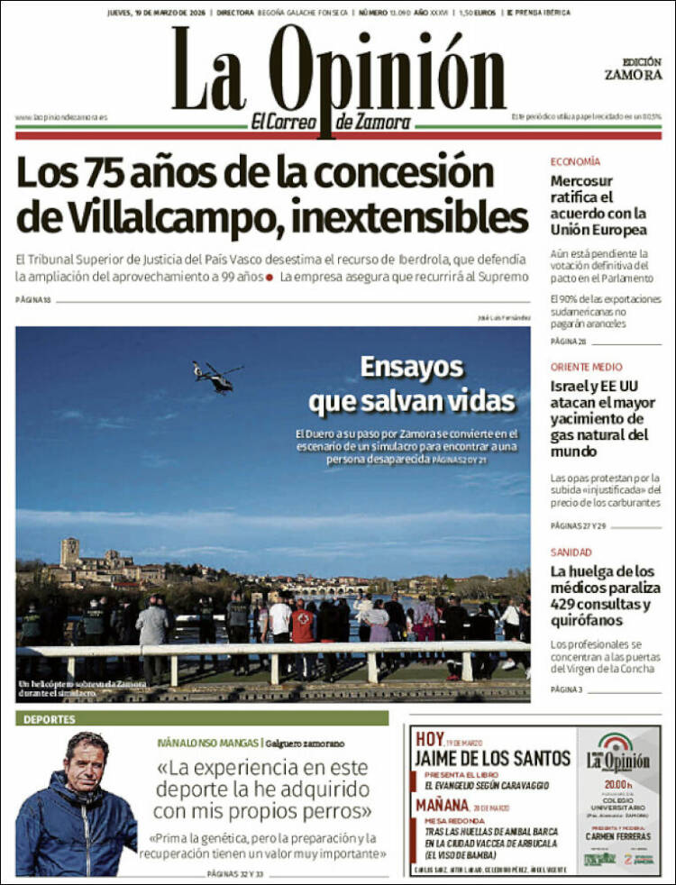 Portada de La Opinión - El Correo de Zamora (Espa&ntilde;a)