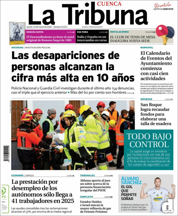 Portada de La Tribuna de Cuenca (Espa&ntilde;a)
