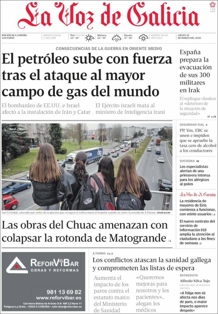 Portada de La Voz de Galicia (Espa&ntilde;a)