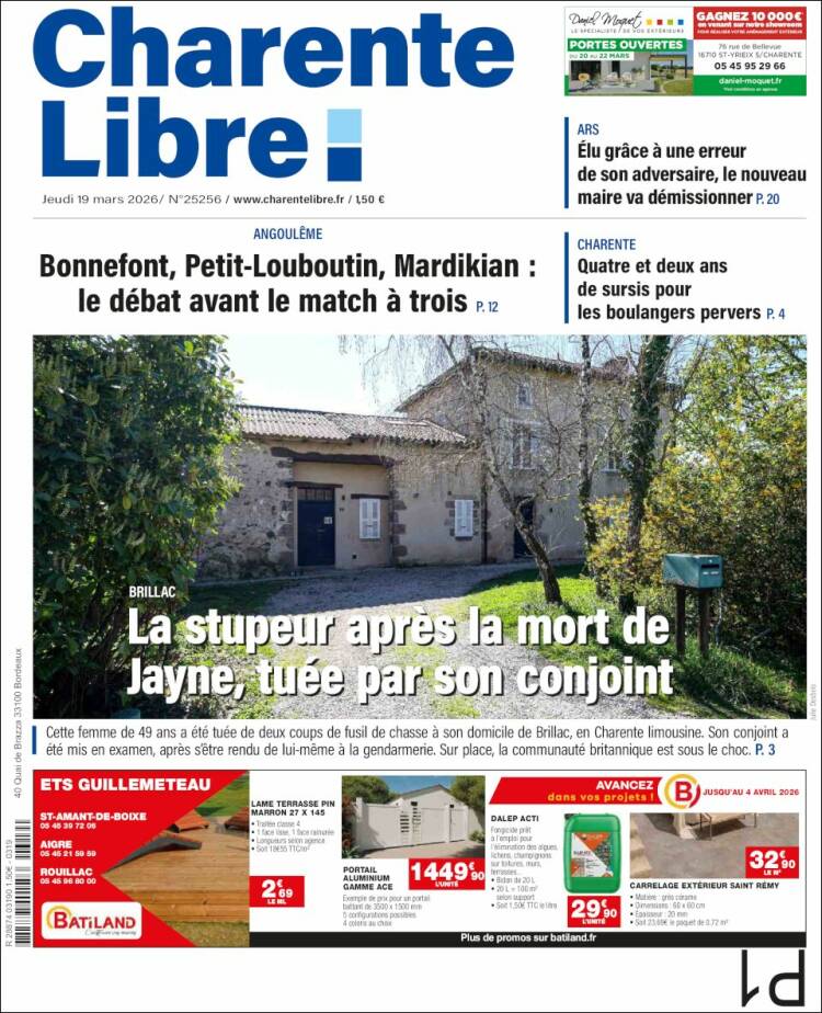 Portada de Charente Libre (Francia)