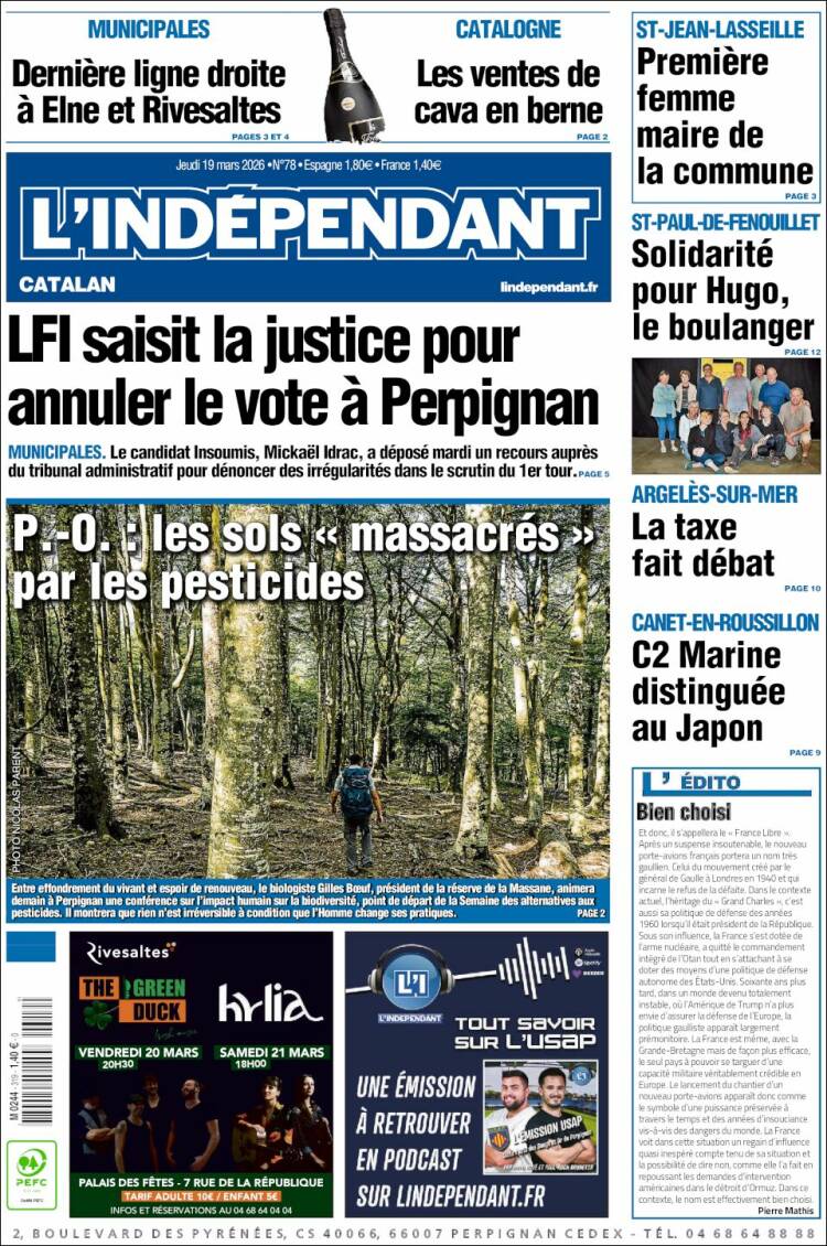 Portada de Le Indépendant (Francia)