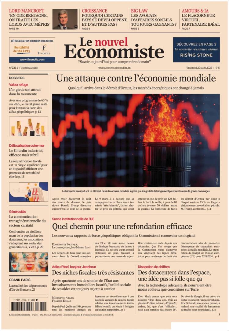 Portada de Le nouvel Economiste (Francia)