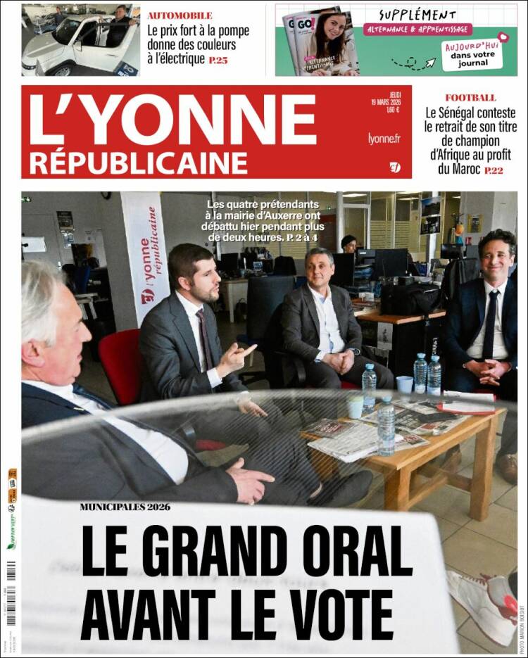Portada de L'Yonne-Républicaine (Francia)