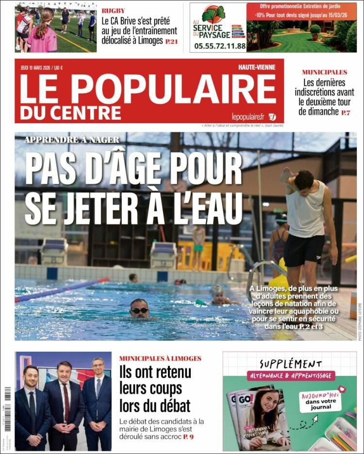 Portada de Le Populaire du Centre (Francia)
