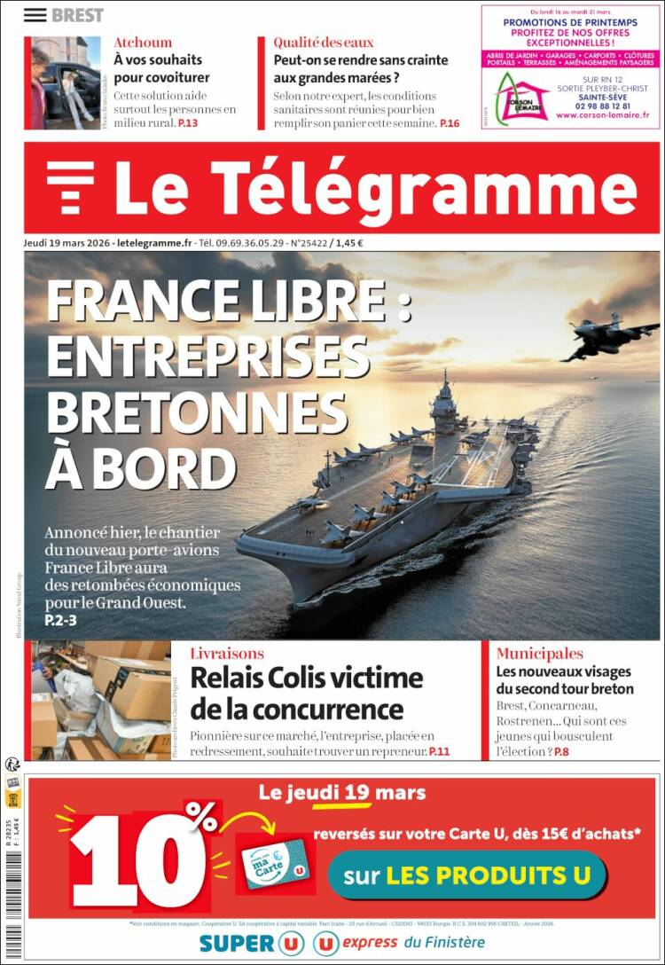 Portada de Télégramme (Francia)