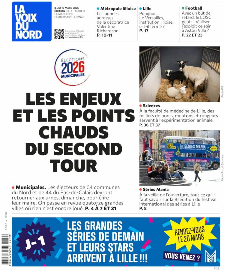 Portada de La Voix du Nord (Francia)