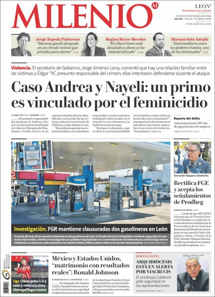 Portada de Milenio de León (M&eacute;xico)