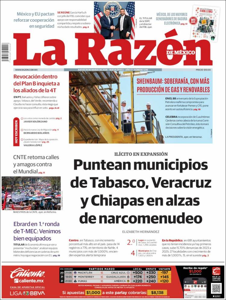 Portada de La Razón (M&eacute;xico)
