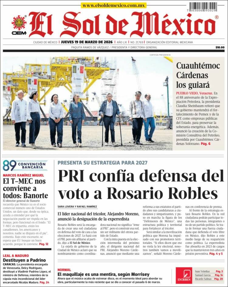 Portada de El Sol de México (M&eacute;xico)