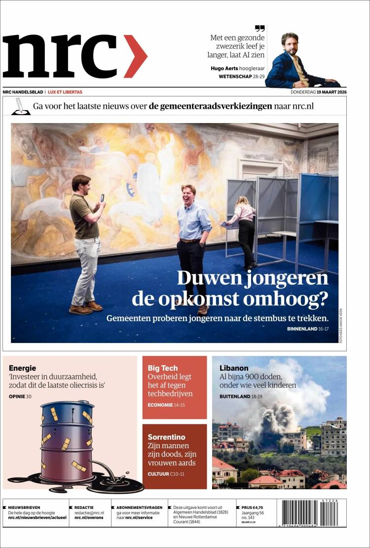 Portada de NRC Handelsblad (Pa&iacute;ses Bajos)
