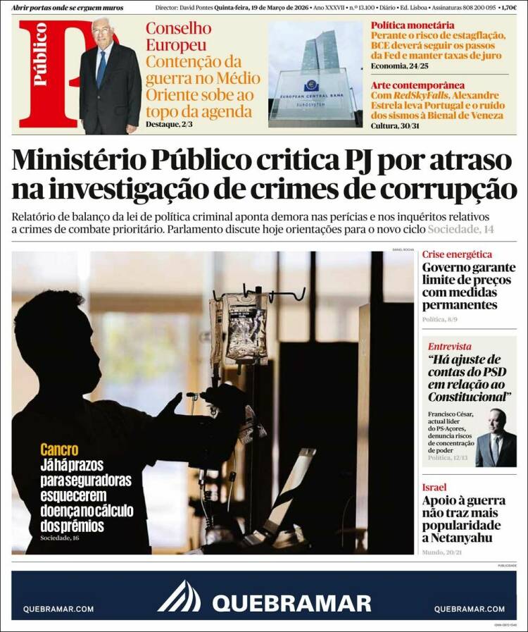 Portada de Público (Portugal)