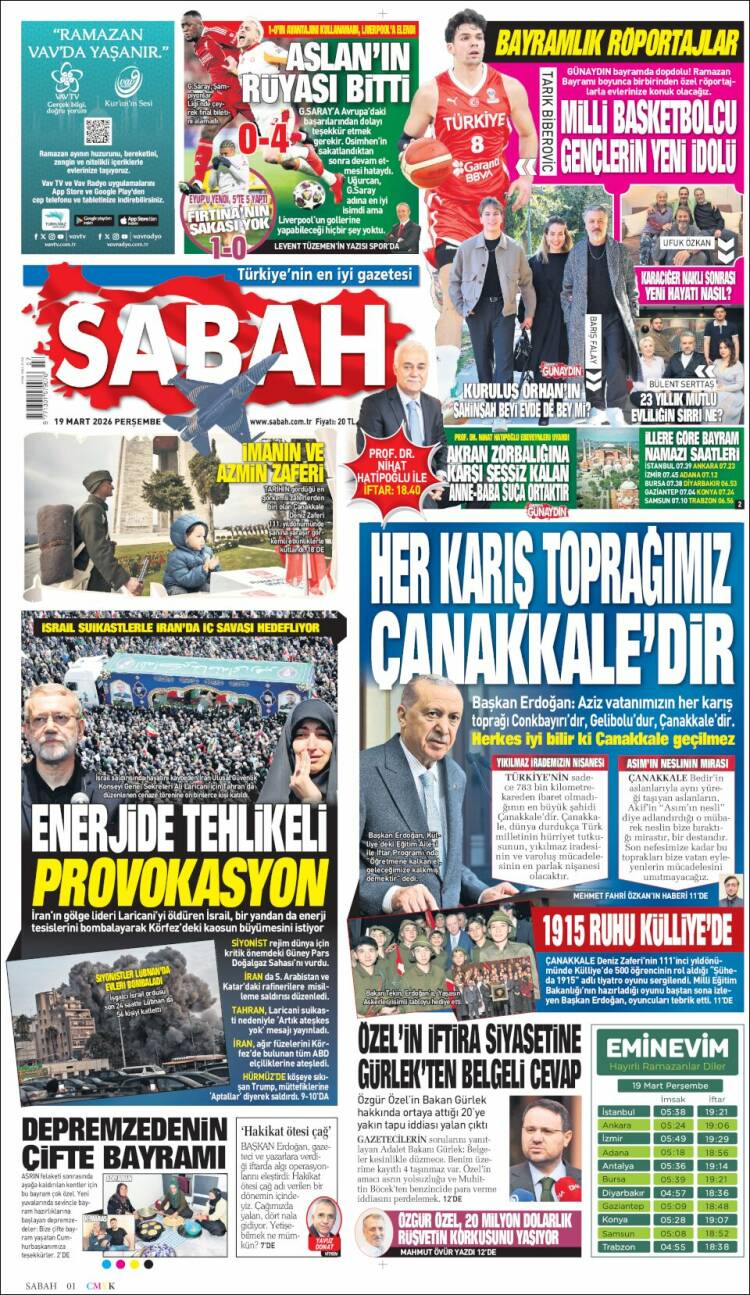 Portada de Sabah (Turqu&iacute;a)