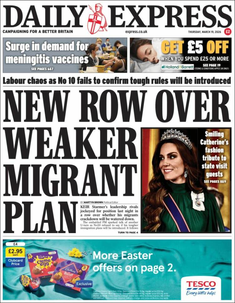 Portada de Daily Express (Reino Unido)