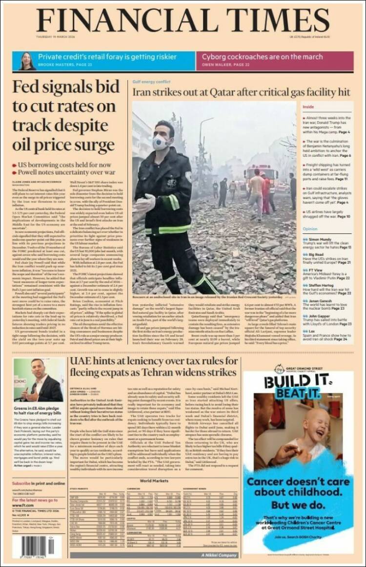 Portada de Financial Times (Reino Unido)