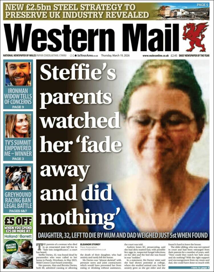 Portada de Western Mail (Reino Unido)