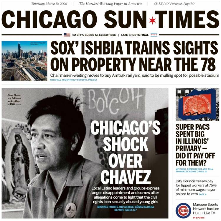 Portada de Chicago Sun-Times (USA)