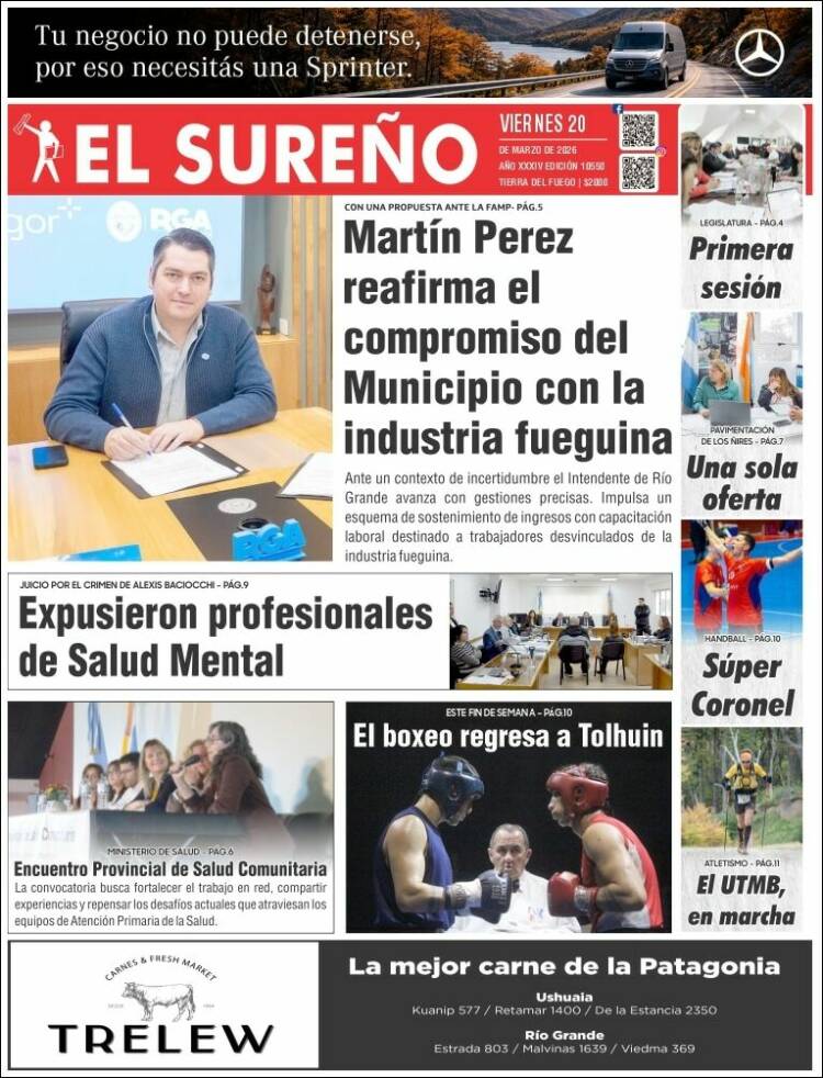 Portada de Diario El Sureño (Argentina)