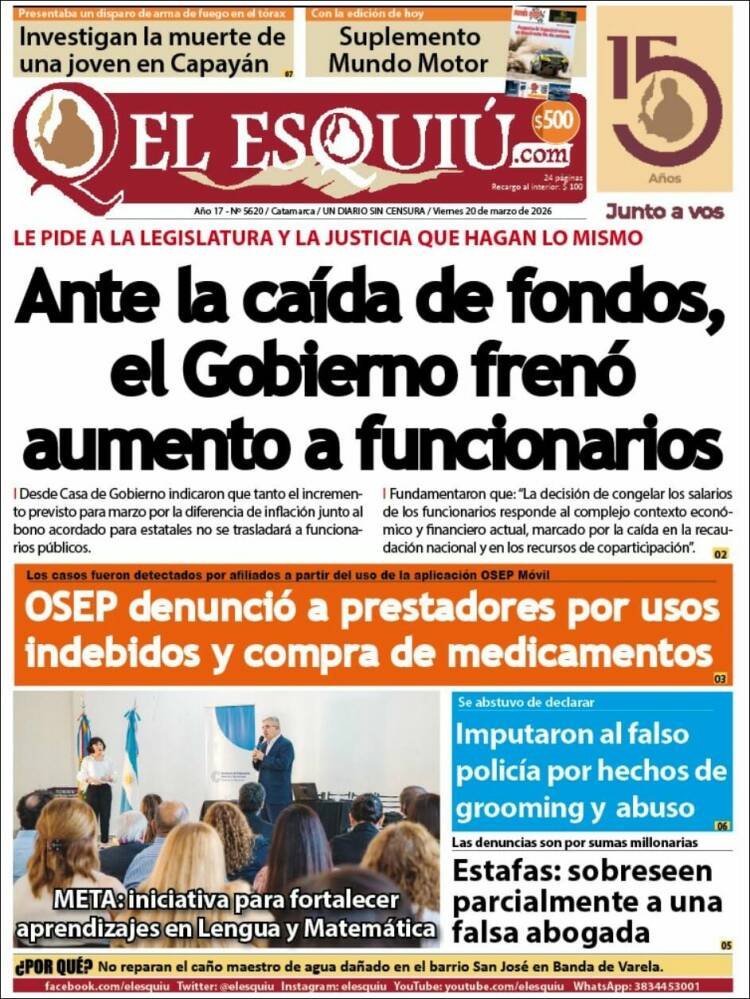 Portada de El Esquiu (Argentina)