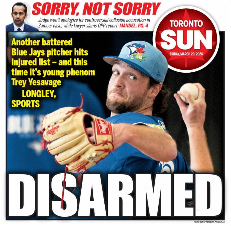 Portada de The Toronto Sun (Canada)
