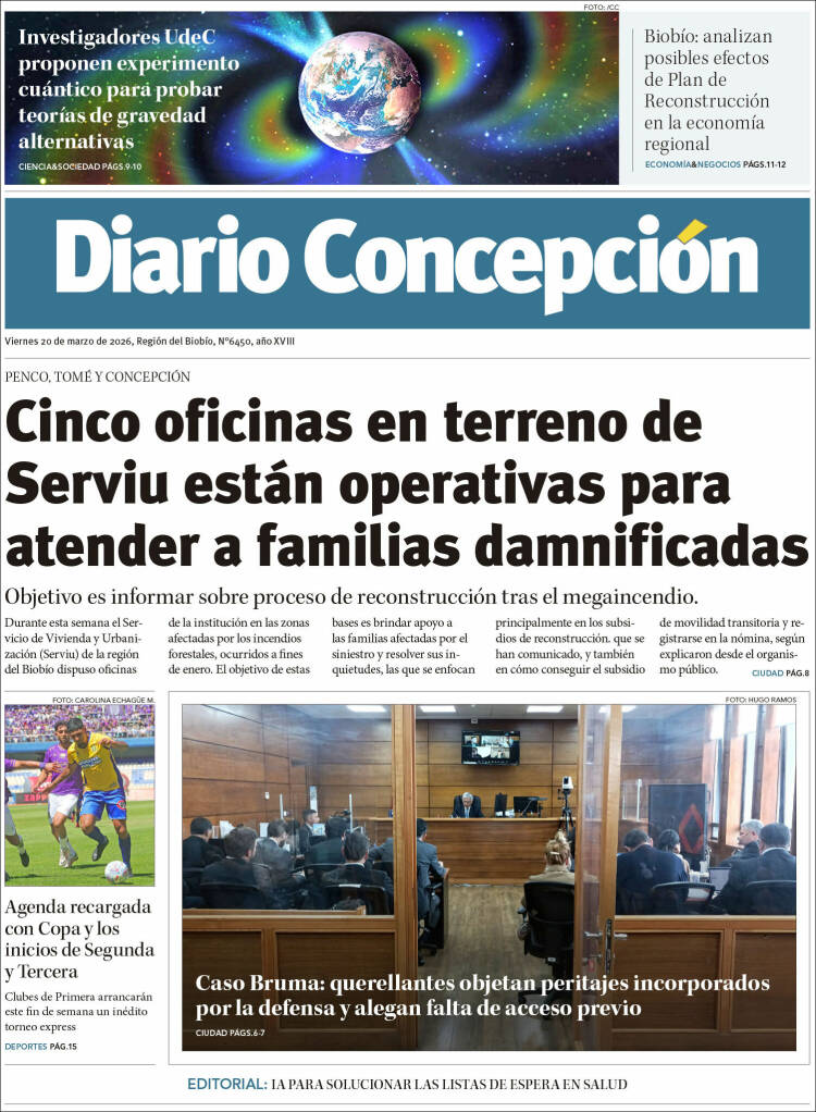 Portada de Diario de Concepción (Chile)