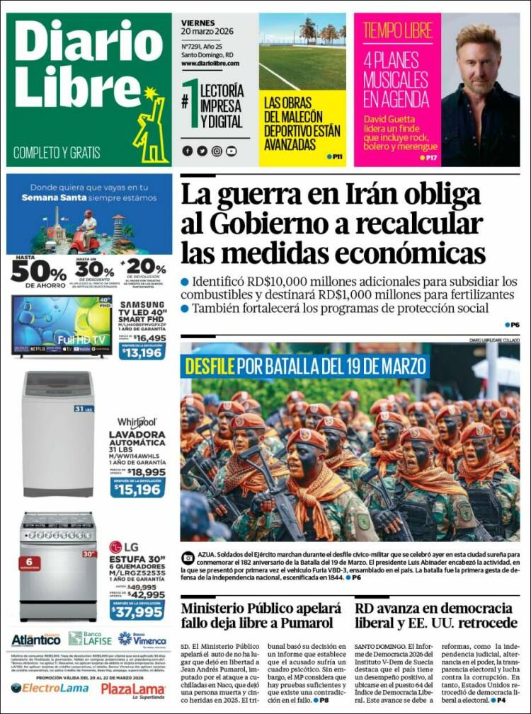 Portada de Diario Libre (R. Dominicana)